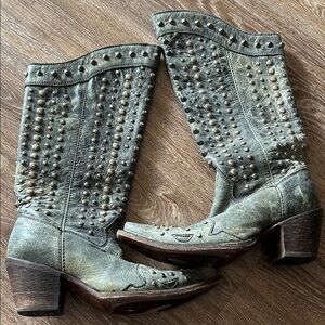 Studded Western Heeled Boots